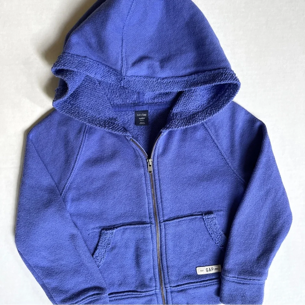 Baby Gap Girls 2T 2 Years Periwinkle Full Zip Terry Hoodie Sweatshirt Preppy